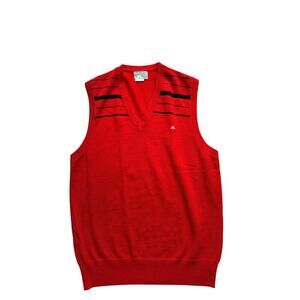 J.Lindeberg 100% Merino Wool Golf Vest Mens M Red V Neck Lightweight Sweater